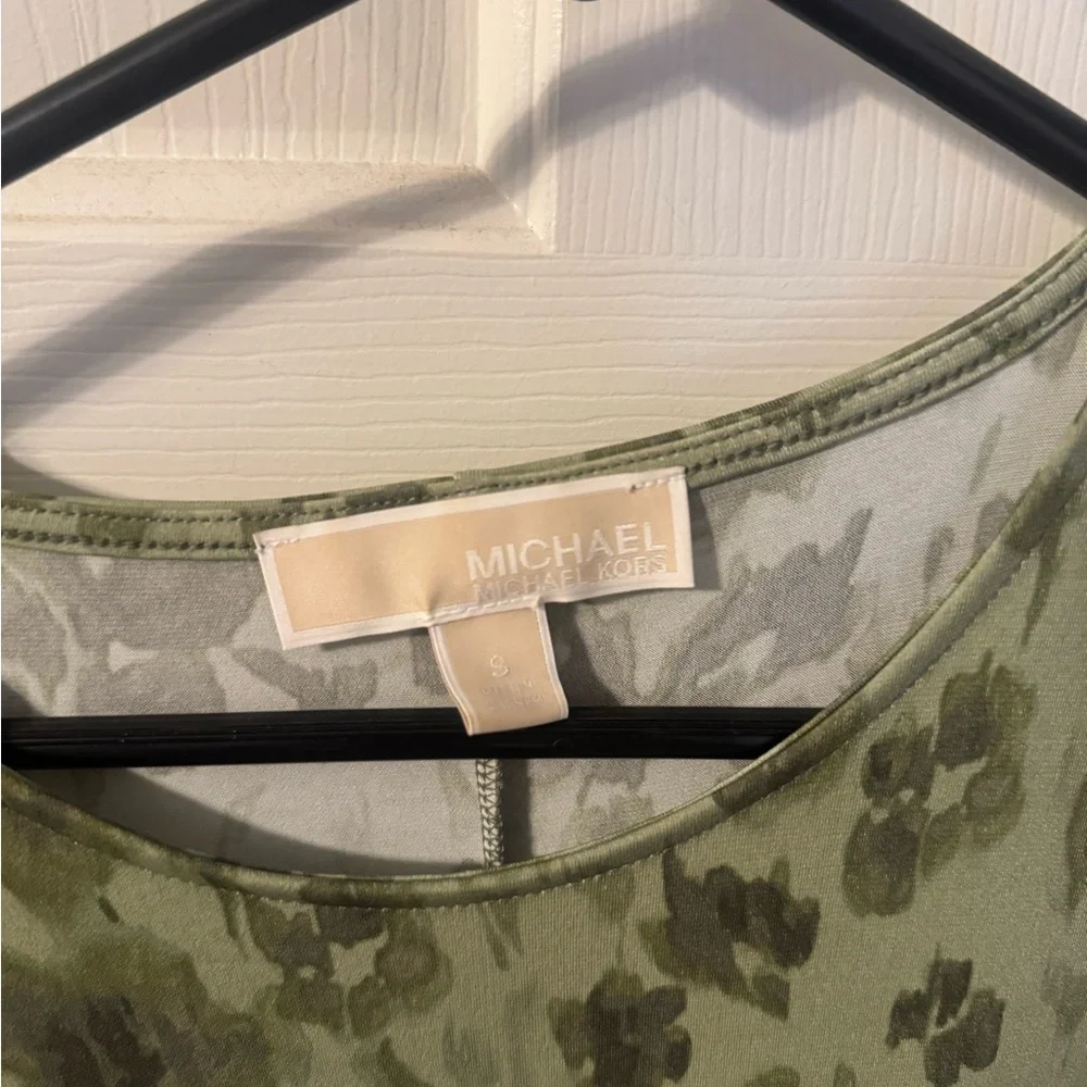 Sleeveless Olive Green Floral Midi Dress by MICHAEL Michael Kors